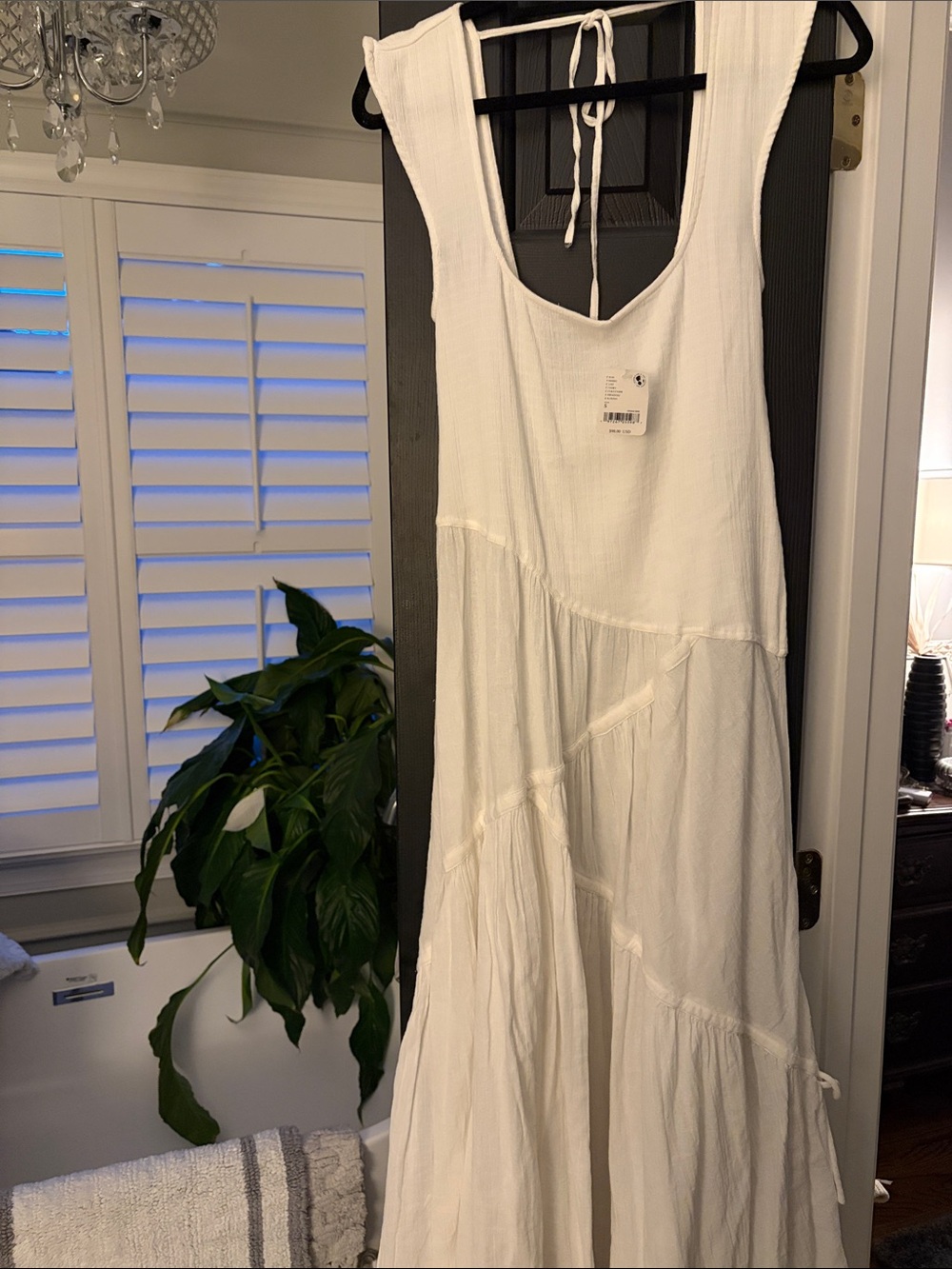 Free People White Sleeveless Tiered Maxi Dress size S NWT!